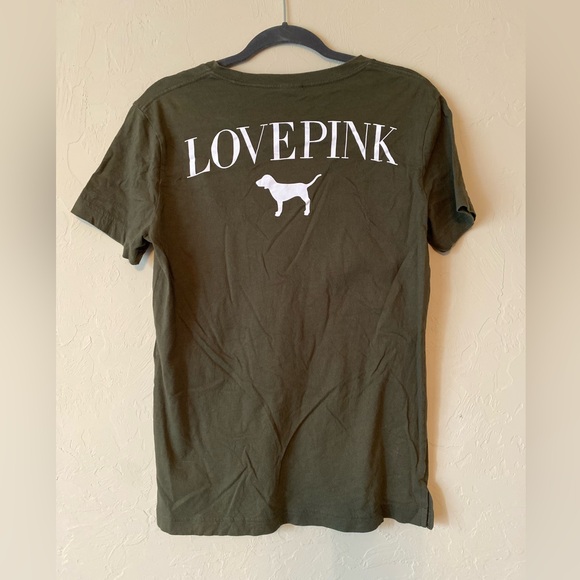 PINK Victorias Secret Green graphic tee top XS - Picture 3 of 5